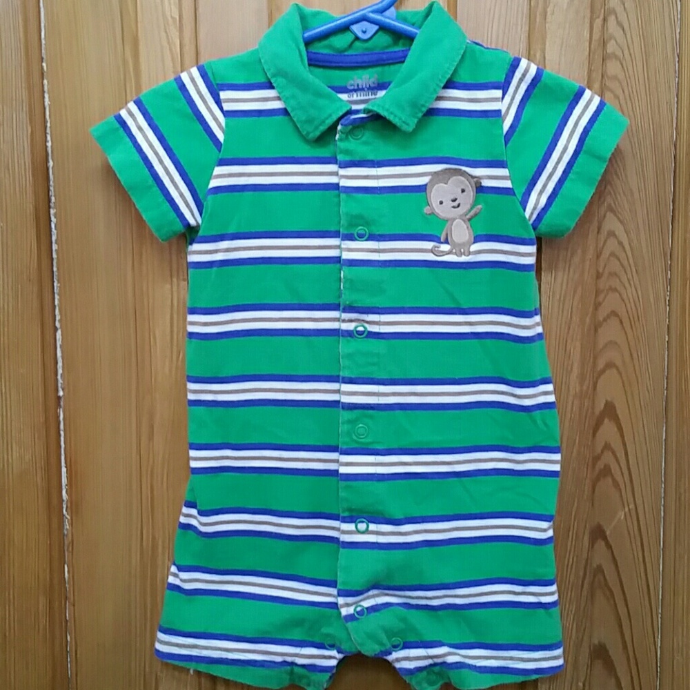 Green Striped Romper by Child of Mine. Size 18M